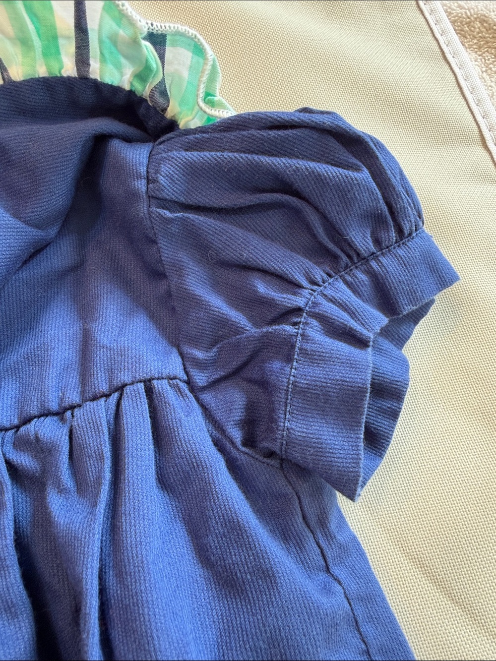 Smocktions Navy Blue Ruffle-Yoke Casual Dress for Babies - Picture 8 of 8